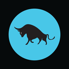 Black bull animal logo design 