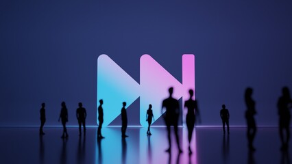 3d rendering people in front of symbol of fast forward on background