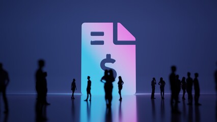 3d rendering people in front of symbol of file invoice dollar on background