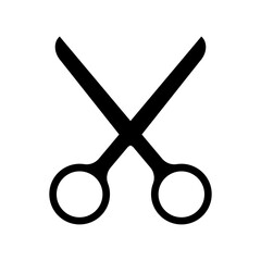 Open scissors icon. Black silhouette. Vector illustration on white background.