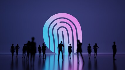 3d rendering people in front of symbol of fingerprint09 on background