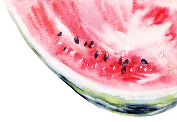 Juicy watermelon pulp on a white background.