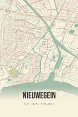 Nieuwegein, Utrecht vintage street map. Retro Dutch city plan.