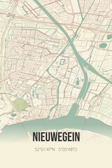 Fototapeta premium Nieuwegein, Utrecht vintage street map. Retro Dutch city plan.