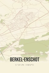 Berkel-Enschot, Noord-Brabant vintage street map. Retro Dutch city plan.