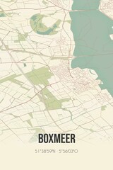 Boxmeer, Noord-Brabant, Peel region vintage street map. Retro Dutch city plan.
