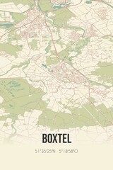Boxtel, Noord-Brabant vintage street map. Retro Dutch city plan.