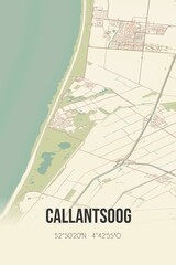 Callantsoog, Noord-Holland vintage street map. Retro Dutch city plan.