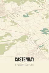 Castenray, Limburg vintage street map. Retro Dutch city plan.