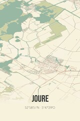 Joure, Fryslan, Friesland region vintage street map. Retro Dutch city plan.