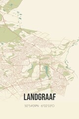 Landgraaf, Limburg vintage street map. Retro Dutch city plan.