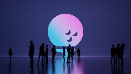 3d rendering people in front of symbol of golf ball on background