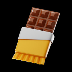 chocolate bar food and drink icon 3d rendering on isolated background