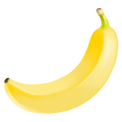 Juicy banana fruit isolated on a white background. Digital art