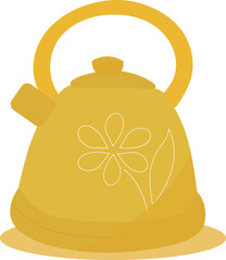 Yellow flower teapot. Separate object. For cafes and restaurants. Tea ceremony. Vector. Flat style.