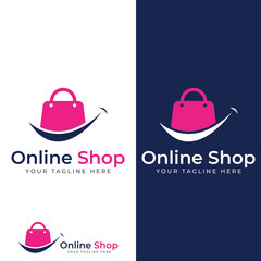 Shopping bag and online shopping cart logo.Logo suitable for sale,discount,shop.With vector illustration editing.