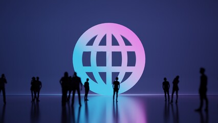 Naklejka premium 3d rendering people in front of symbol of internet on background