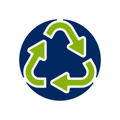 Recycle Sign Symbol With Blue Eart Circle Vector Illustration