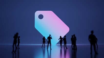 3d rendering people in front of symbol of label on background