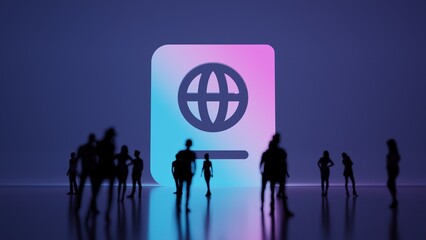 3d rendering people in front of symbol of passport on background