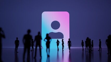 3d rendering people in front of symbol of portrait on background