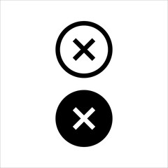 Check mark and cross or x icon in flat style on white background