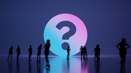 3d rendering people in front of symbol of question circle on background - obrazy, fototapety, plakaty