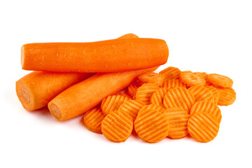 Fresh Carrots, isolated on white background.