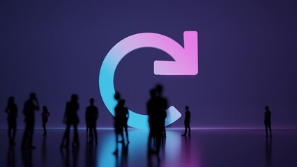 3d rendering people in front of symbol of redo on background