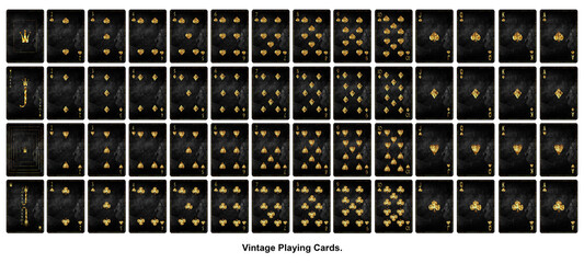 Set of playing grunge, vintage cards. Isolated on white background. Playing cards. Design