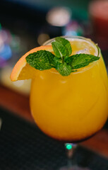Gin Drink With Orange and Mint