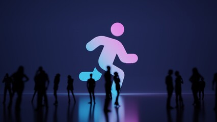 Fototapeta na wymiar 3d rendering people in front of symbol of running on background