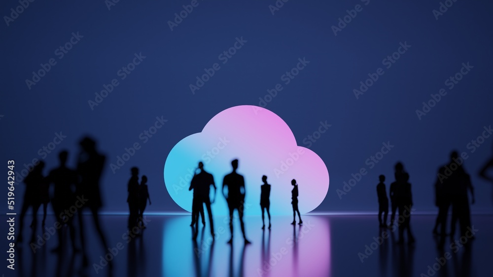 Wall mural 3d rendering people in front of symbol of sky on background