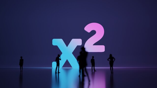 3d rendering people in front of symbol of superscript on background