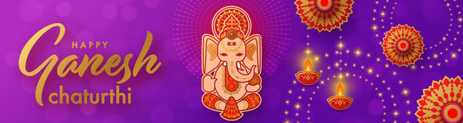 Happy Ganesh Chaturthi greetings festival vector illustration design.