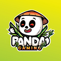 Cute panda mascot logo design for gaming