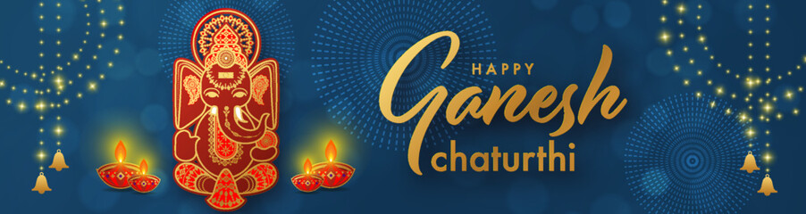 Happy Ganesh Chaturthi greetings festival vector illustration design.