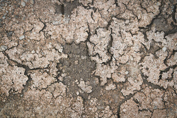 Dried desert land. Cracks in the ground. Dehydrated soil.