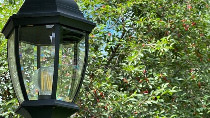 Fototapeta na wymiar Old fashioned wall lamp outside