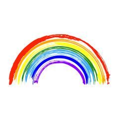 Rainbow icon. Bright colorful multicolored colored silhouette. Front view. Vector simple flat graphic hand drawn illustration. Isolated object on a white background. Isolate.