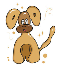 doodle dog. cute, affectionate and kind dog friend in doodle style on a white background with big ears