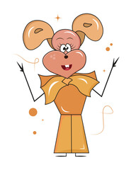 doodle father. cheerful, kind and handsome dad dog in doodle style on a white background with geometric shapes