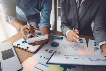 Group of business people working together in the office new concept business project presentation ideas.