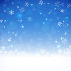 Christmas Winter background of drifts, snowflakes and snow.  Christmas winter and christmas discount design, sale