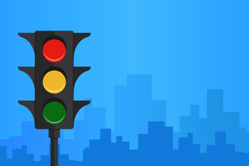 traffic light on the blue background