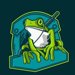 frog animal esport logo with samurai, for team logo, gamer squad,