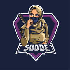 esport logo, woman with samurai, for esport logo, moba game squad team and others © rfxii_ofiicial