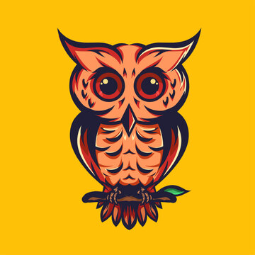 vector illustration, cute cartoon owl