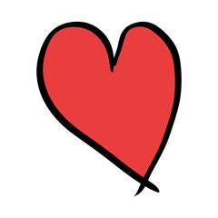 Heart hand draw love icon doodle and outline scribble shape. Sketch handdrawn brush stroke black vector illustration. Cute pencil line abstract sign isolated white background. Minimal underline