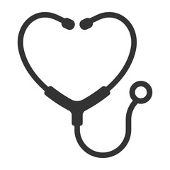 Nurse stethoscope in heart shape. Isolated vector decor on white background.